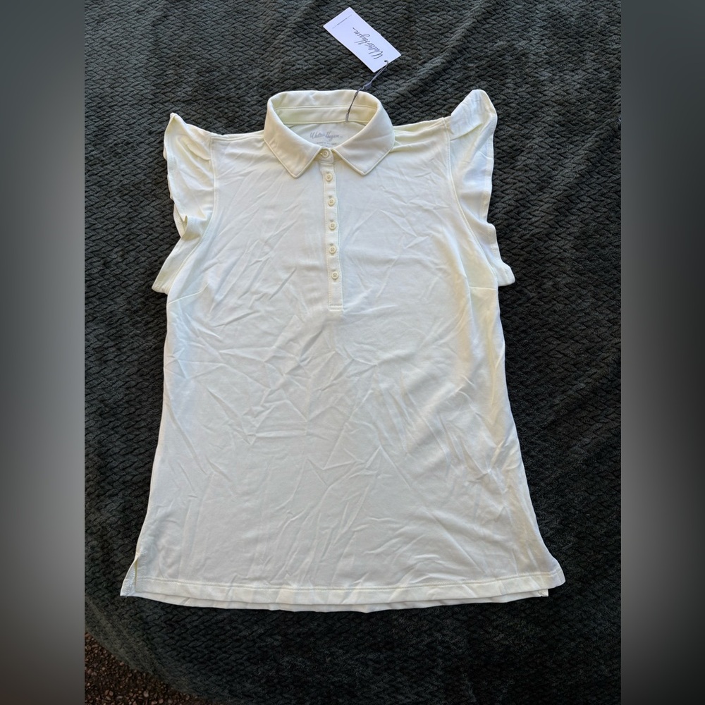 Walter Hagen Clubhouse Flutter Sleeve Polo - Lemon Sorbet